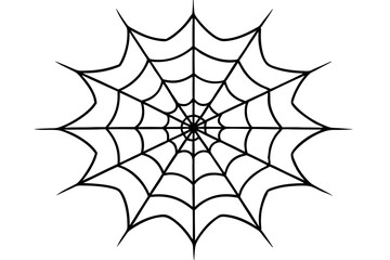 spider web silhouette line art vector illustration with a white background