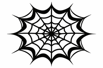spider web silhouette line art vector illustration with a white background