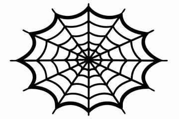spider web silhouette line art vector illustration with a white background