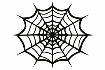spider web silhouette line art vector illustration with a white background