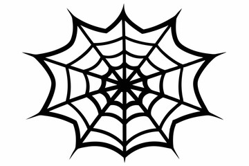 spider web silhouette line art vector illustration with a white background