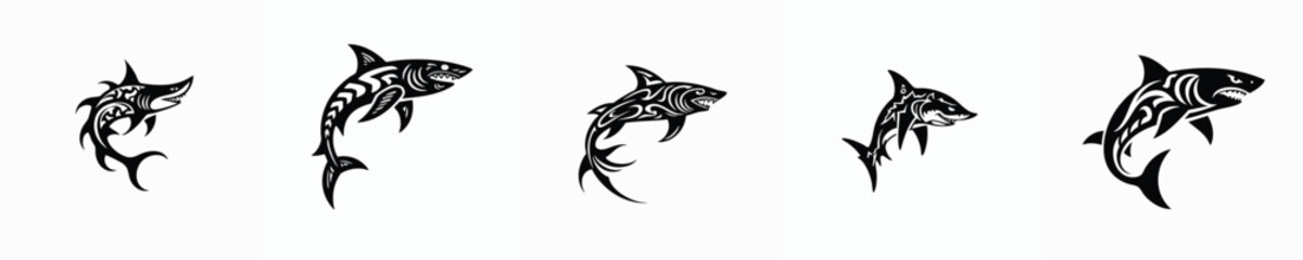 Fototapeta premium illustration vector graphic of tribal art shark tattoo
