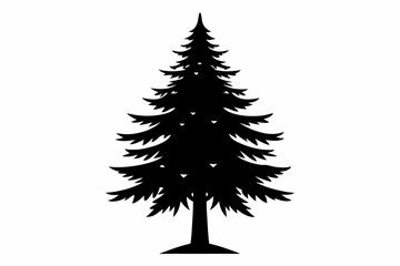Fototapeta premium spruce tree silhouette line art vector illustration with a white background