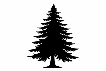 Obraz premium spruce tree silhouette line art vector illustration with a white background