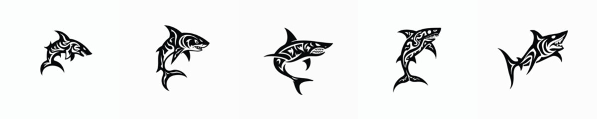 illustration vector graphic of tribal art shark tattoo