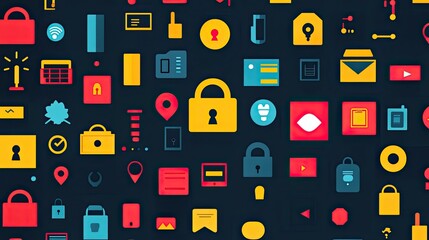 Cybercrime prevention uses security icons to flag fraud and threats.