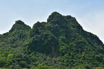 Tropical landscape near Phong Nha, Vietnam During haze season