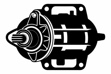 starter motor silhouette line art vector illustration with a white background