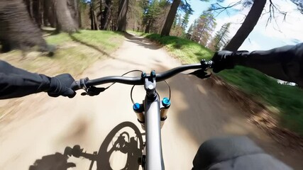 POV Mountain Biking Sharp Trail Turn - Powered by Adobe