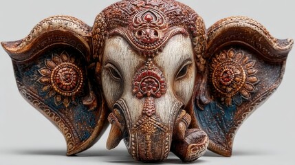 Naklejka premium Artistic representation of lord ganesha traditional sculpture in a cultural heritage studio setting