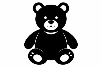 teddy bear silhouette line art vector illustration with a white background