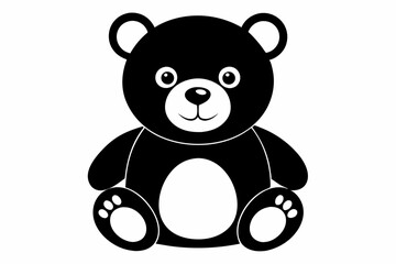 Obraz premium teddy bear silhouette line art vector illustration with a white background