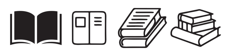 Book icon set. Opened book line icon. Vector illustration
