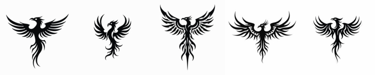 illustration vector graphic of tribal art phoenix tattoo