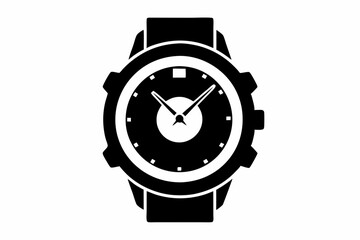 watch silhouette line art vector illustration with a white background
