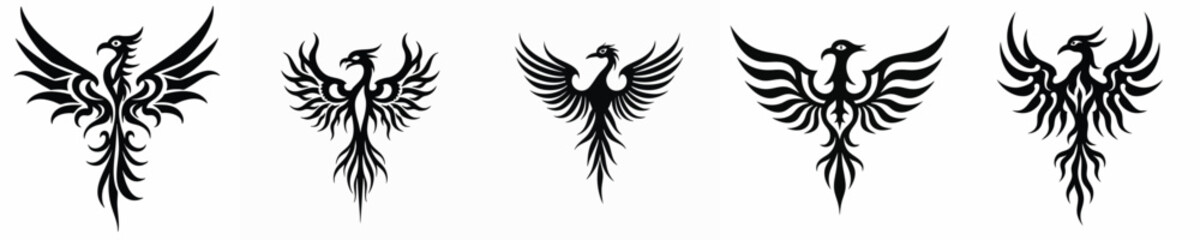 illustration vector graphic of tribal art phoenix tattoo