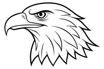 eagle head silhouette line art vector illustration with a white background