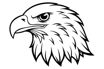 eagle head silhouette line art vector illustration with a white background