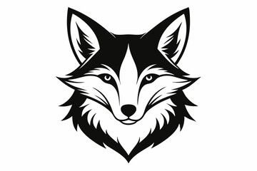 fox head silhouette line art vector illustration with a white background
