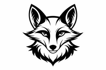 fox head silhouette line art vector illustration with a white background