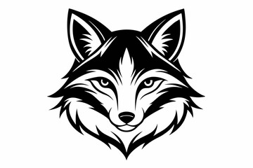 fox head silhouette line art vector illustration with a white background