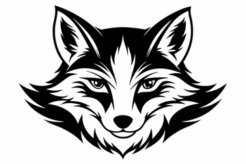 fox head silhouette line art vector illustration with a white background