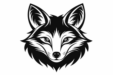 fox head silhouette line art vector illustration with a white background