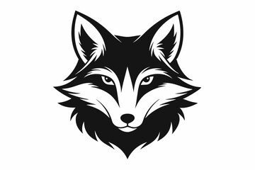 fox head silhouette line art vector illustration with a white background