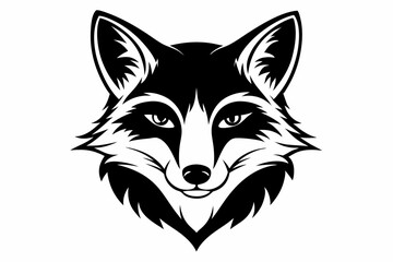 fox head silhouette line art vector illustration with a white background