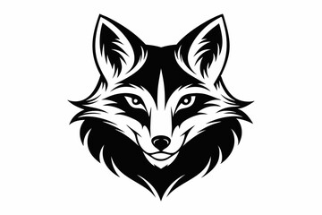 fox head silhouette line art vector illustration with a white background