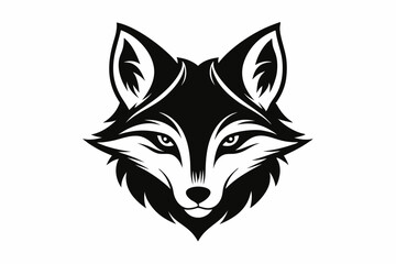 fox head silhouette line art vector illustration with a white background