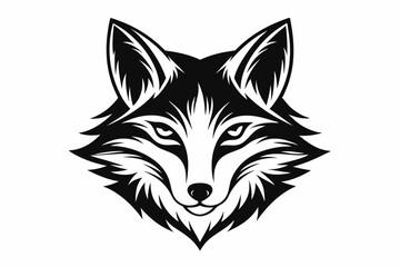Fototapeta premium fox head silhouette line art vector illustration with a white background