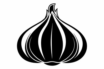 garlic silhouette line art vector illustration with a white background