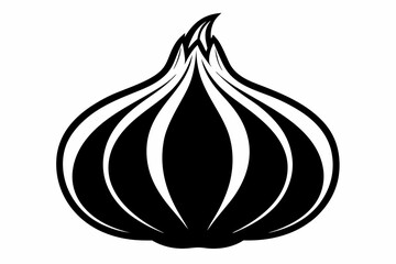 garlic silhouette line art vector illustration with a white background