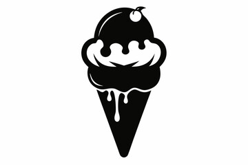 ice cream silhouette line art vector illustration with a white background