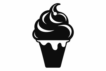 ice cream silhouette line art vector illustration with a white background