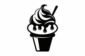 ice cream silhouette line art vector illustration with a white background