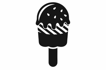 ice cream silhouette line art vector illustration with a white background