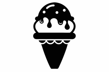 ice cream silhouette line art vector illustration with a white background
