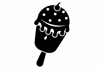ice cream silhouette line art vector illustration with a white background