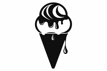 ice cream silhouette line art vector illustration with a white background