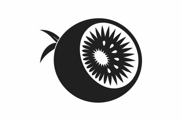 kiwi fruit silhouette line art vector illustration with a white background