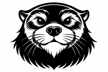 otter head silhouette line art vector illustration with a white background