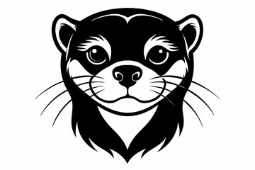otter head silhouette line art vector illustration with a white background