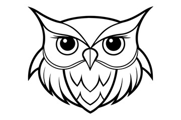 Fototapeta premium owl head silhouette line art vector illustration with a white background