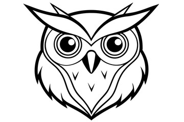owl head silhouette line art vector illustration with a white background
