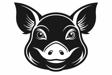 pig head silhouette line art vector illustration with a white background