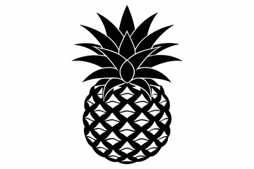 Obraz premium pineapple silhouette line art vector illustration with a white background