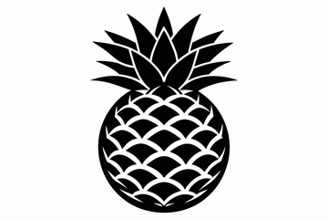 Obraz premium pineapple silhouette line art vector illustration with a white background