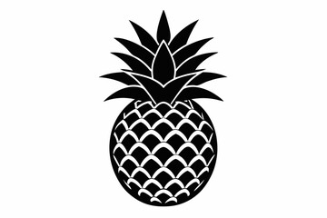 Obraz premium pineapple silhouette line art vector illustration with a white background